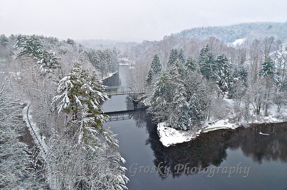 Joining of the Millers River and the Connecticut River - Winter View from the French King Bridge