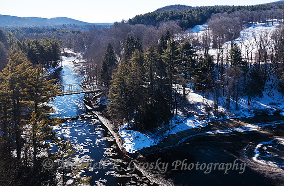 Joining of the Millers River and the Connecticut River - Winter View from the French King Bridge