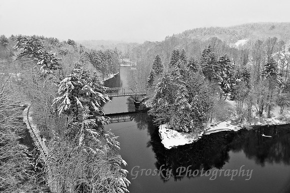 Joining of the Millers River and the Connecticut River - Winter View from the French King Bridge