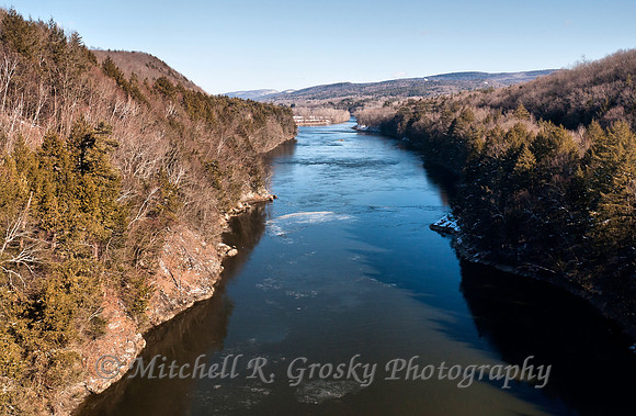Connecticut River from the French King Bridge in Gill, MA - Winter